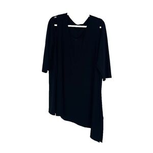 Sympli Asymmetric Cut Out‎ Tunic Top Size 2X Black Long Sleeve Jersey Stretch